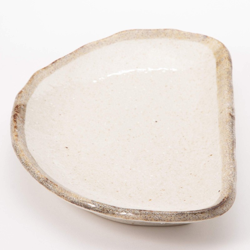Mino Ware K51228 Shirokaratsu Half Moon Plate