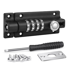 Combination Bolt Door Lock, 4-Digit Combination Lock, Gate Bolt with Combination Lock, 120 mm Combination Lock Latch, Security Gate Lock with Anti-Tamper Screws for Home and Garages