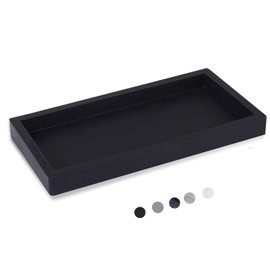 Small Silicone Bathroom Vanity Tray Rectangle Soap and Sponge Holder Kitchen Sink Organizer for Scrubber, Lotion Bottles, Perfume, Jewelry, Candle, Key Trinket Ring, Black