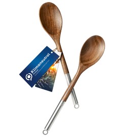 AMØRE MIO® Salad Servers Serving Cutlery 100% Plastic-Free | Ecological Kitchen Accessories | Stainless Steel | Soup Ladle Kitchen Aid | Kitchenware | Serving Set of 2, High Quality Gift (Set of 2, 33