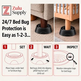 Interceptores de chinches – Paquete de 8 monitores pasivos negros y trampa de detección – Ajuste universal para patas de cama y muebles – Protección d