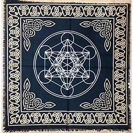 AVA Collections Altar cloth 24 x 24 inches Gold Silver Tarot Table Cloth Spiritual Healing Tarot Table Mat Prints Board Game Table Cover (Metatron)