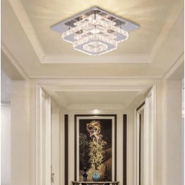 Cainjiazh Mini Chandelier LED Crystal Ceiling Light 2 Layers Flush Mount Ceiling Light ...