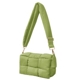 NAARIIAN Shoulder bags for women, Light-weight small puffer purses waterproof, hand-woven puffy bag crossbody handbag, Apple Green, Small