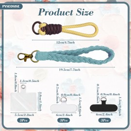 Phone Wrist Strap Set, 6-Pack Nylon Cell Phone Lanyards with 9 Pcs Phone Tether Tab, Universal Phone Holder Wristlet Braided Nylon Phone Keychain Holder for Most Smartphone