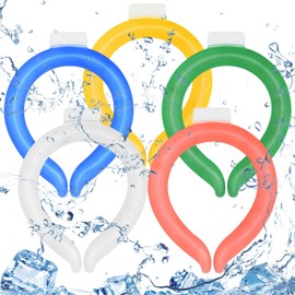 Preboun 5 Pcs Neck Cooling Tube Ice Cooling Ring Reusable Neck Wraps Wearable Hands Free Cold Ice Pack Gel for Hot Weather Summer Outdoor Indoor Cooling Heat Dissipation(Fresh Colors)