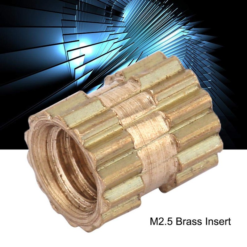 Hilitand 100pcs M2.5 Thread Brass Knurled Threaded Insert, Embedment Nuts