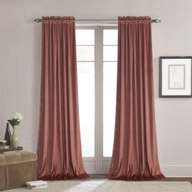 Roslynwood Theater Wild Rose Velvet Curtains - Super Soft Velvet Blackout Insulated Curtain Panels 96 inches Length for Living Room Holiday Decorative Drapes for Master Bedroom, W52 x L96, 2 Panels