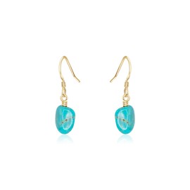 Turquoise Raw Nugget Earrings in 14k Gold Fill