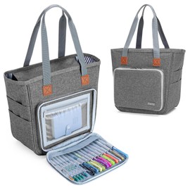 Luxja Bible Bag with Multiple Pockets for Bible Study Items, Bible Case Tote for Women, Grey