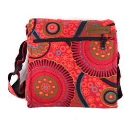 Women's Cotton Shoulder Bag Indian Ethnic Style Boho Mali Print Bag Cotton Satche L with Flap Bohemian Hippie, red