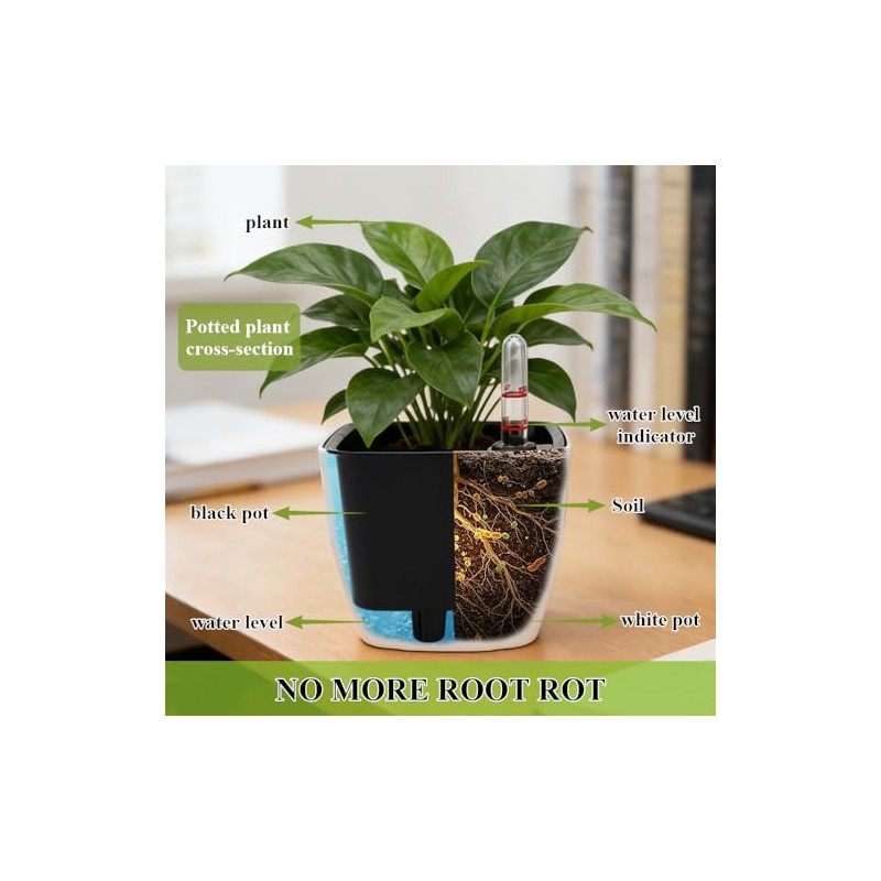 SIBAO 6 Pcs Self Watering Pots with Water Level Indicator,