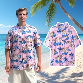 Dog Shirt Hawaii Breathable Cool Beach Style T-Shirt Dog Clothes for Medium to Large Dogs Owners and Pet Shirts Sold Separately,Large Pink