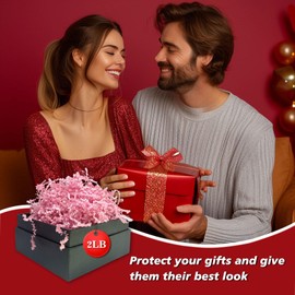 Tisspoms 2LB Crinkle Cut Paper Shred Filler, Paper Shreds for Basket Fillers, Birthday, Gift Wrapping, Anniversary, New Years, Valentine's Easter Gift Decor Party Filler (Pink)