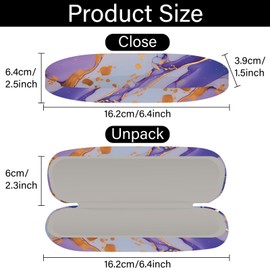 CREATCABIN Hard Shell Sunglasses Cases Leather Glasses Case Eyeglass Holder Portable Travel Spectacle Storage Pouch Clamshell Protective Cover Gift for Women Men Purple Marbling 6.4x2.5x1.5 Inch