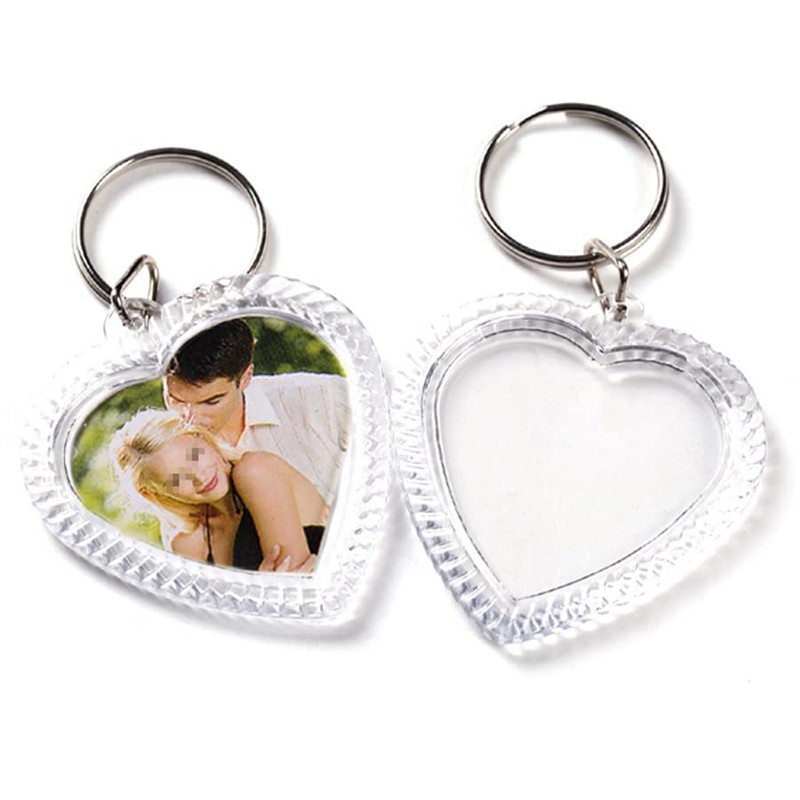 Ericotry 25PCS Heart Shaped Acrylic Blank Photo Keychains Double Sided