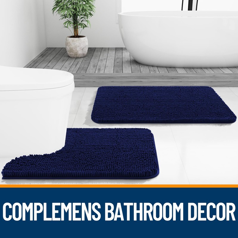 OLANLY Bathroom Rugs 24x16, Extra Soft Absorbent Chenille Bath Rugs,