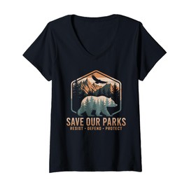 Womens Save Our Parks Resist National Park Protect ALT US Parks V-Neck T-Shirt