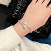 Inateannal Rhinestone Pearl Cuff Bracelet Silver Cubic Zirconia Tennis Bracelet