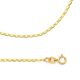 ZenJewels Solid 14k Yellow Gold Necklace Chain Flat Link Genuine Polished Style Thin 1.3 mm 20 inch