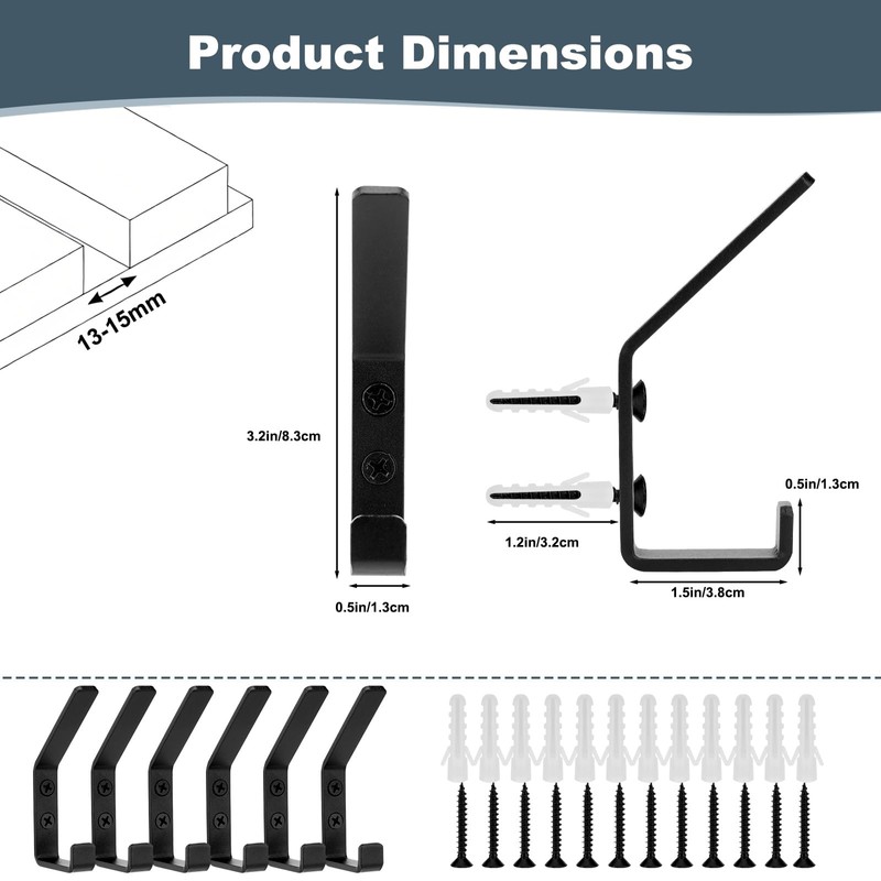 mobumeia Pack of 6 Acoustic Panels, Wall Panels, Coat Hooks,