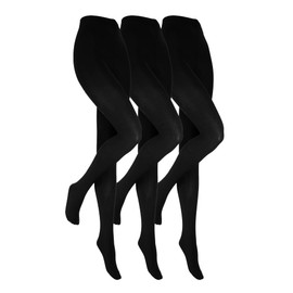 HEAT HOLDERS - 3 Pack Ladies Black Thermal Tights | Opaque Fleece Lined Tights for Winter (L, Black)