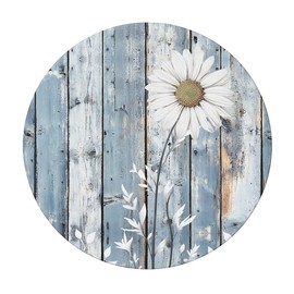 Outdoor Round Tablecloth with Elastic Band, Diameter 44 inches (110 cm), Elastic Garden Tablecloth with Radish Blue Pattern, Tables, Garden Tablecloth for Outdoor Kitchen