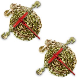 AYMMIC 3/8"-1/2" Ratchet Chain Binder and 3/8"x8FT G70 Binder Chain Kit,Load Binder with 5,400Lbs WLL,Tow Chain with Grappling Hook,Tie Down Heavy Loads to A Truck or Flatbed Trailer