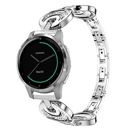 for Garmin vivoactive 4S Band, YOUkei Crystal Rhinestone Diamond Jewelled Stainless Replacement Band for Garmin vivoactive 4S (40mm) Smartwatch (Silver)