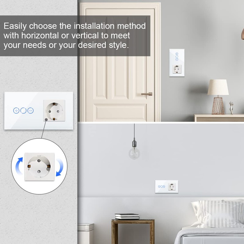 CNBINGO WLAN Dimmschalter mit Schuko Steckdose unterputz - Smart Touch