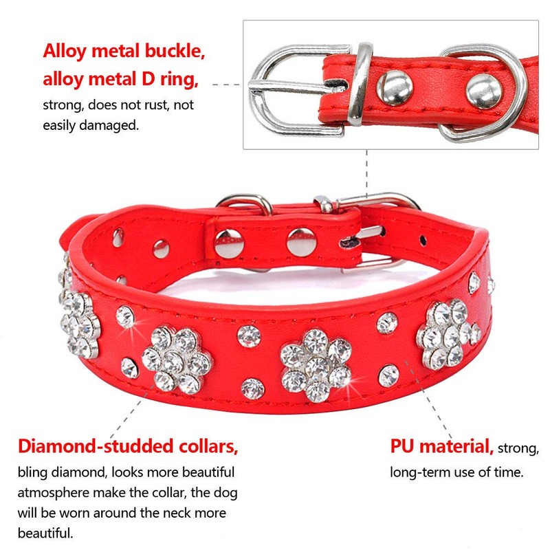 Rhinestone Dog Collar, Cute Flower Rhinestone Cat Dog Collar Bling