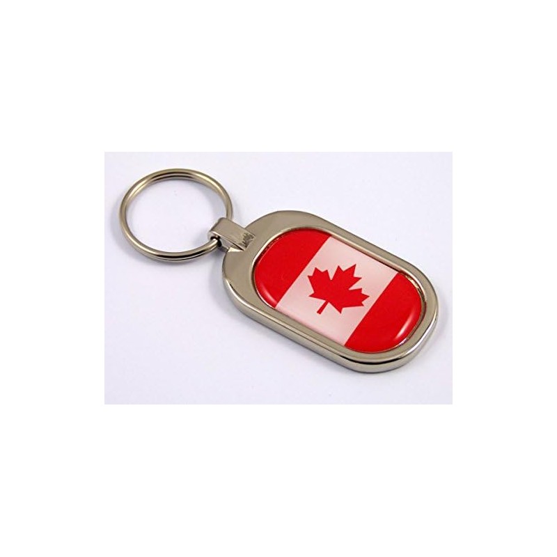 Llavero con bandera de Canadá de metal, chapado en cromo,