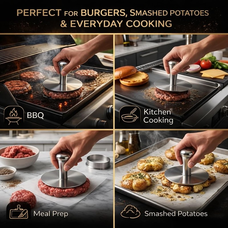 Wonderful Cuisine Premium Stainless Steel Smash Burger Press, Heavy Duty