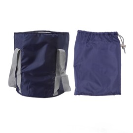 Foldable Foot Tub Polyester Double Layer Collapsible Camping Bucket with Storage Bag for Outdoor Navy Blue