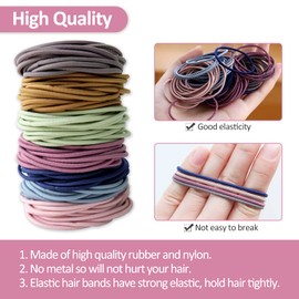 Hanyousheng Hanyousheng 200 PCS Multicolor Elastic Hair Bands, 2mm Hair Ties, Ponytail Holders, Hair Bands, Hair Bobbles for Women Girls