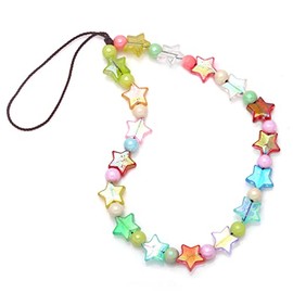 Star Phone Chain Rainbow Beaded Phone Lanyard Wrist Strap Aesthetic Handmade Cell Phone Charm Straps Strings Key Chains Cute Phone Accessories for Teen Girls Women