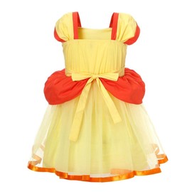 Lito Angels Princess Daisy Costume Dress Fancy Dress with Crown and Gloves for Children Girls Size 3-4 Years 104 (Tag Number 120)