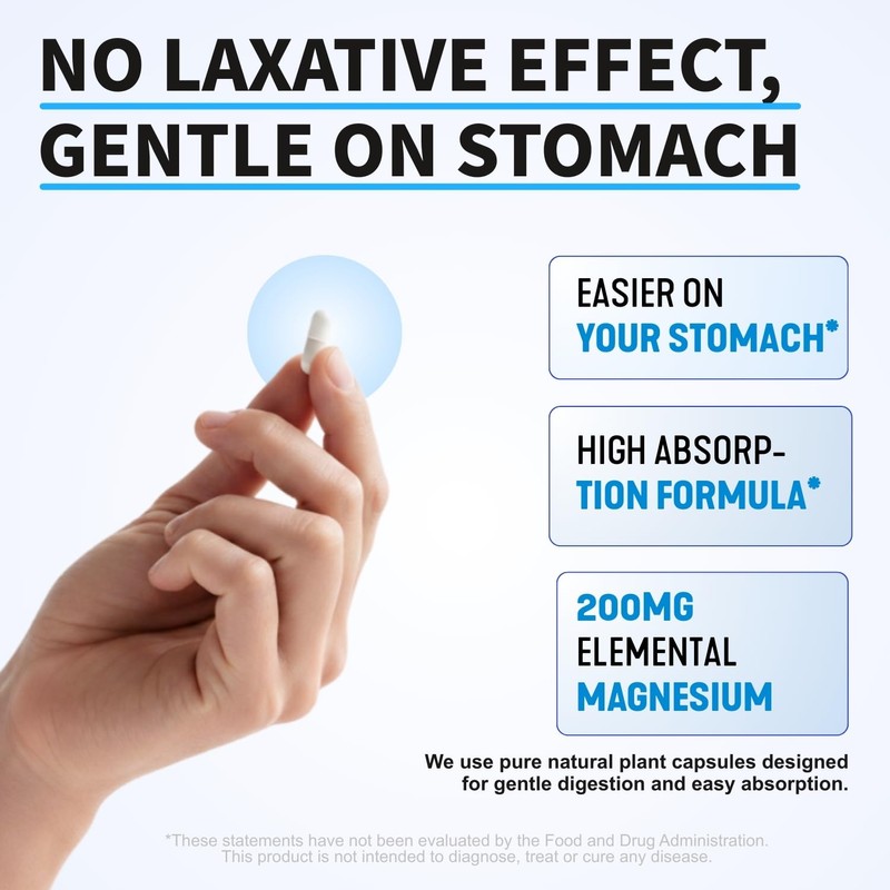 Chelated Magnesium Bisglycinate 200mg with L-Theanine, 60 Capsules