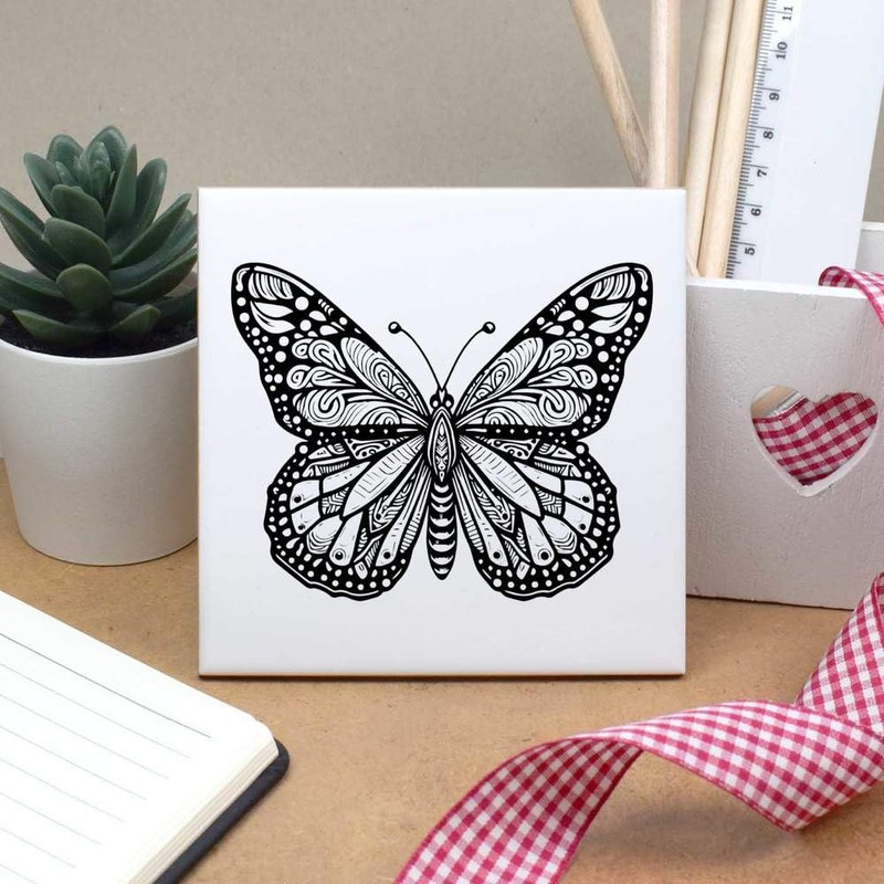 'Monarch Butterfly' 108mm Square Ceramic Tile (TD00027878)