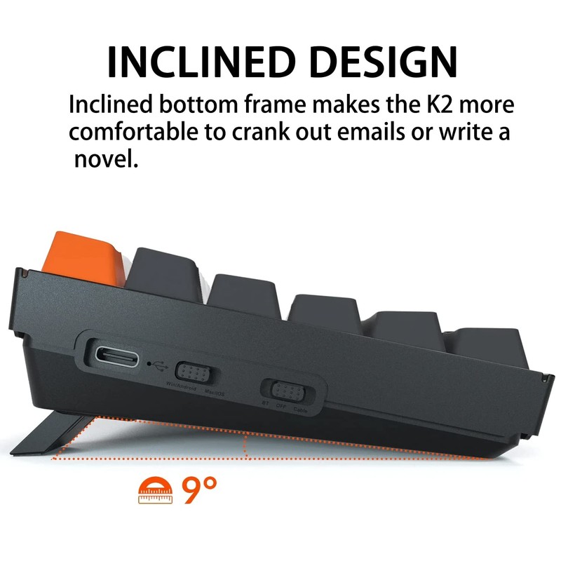 Keychron K2 Wireless Bluetooth/USB Wired Gaming Mechanical Keyboard, Hot-swappable 75%