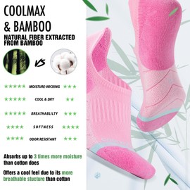 BRISIRA Bamboo Viscose Coolmax Running Golf No Show Socks Women Compression Moisture Wicking Performance Low Cut Tab Athletic