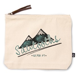 Lantern Press Sawtooth Mountains, Twin Peaks, 100% Cotton Zipper Pouch, Travel Accessory, Go Bag