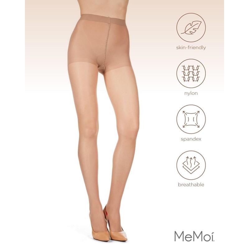 MeMoi Control Top Pantyhose with Backseam & Cuban Heels Nude/Red