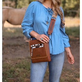 Wrangler Crossbody Bags for Women Satchel Purse Medium Shoulder Handbags with Detachable Guitar Straps WG72-93601BR