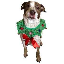 ComfyCamper Christmas Wreath Neck Scrunchie Dog Costume - Xmas Ugly Sweater Large Medium Small French Lab Cosplay, 2X-Large, Green