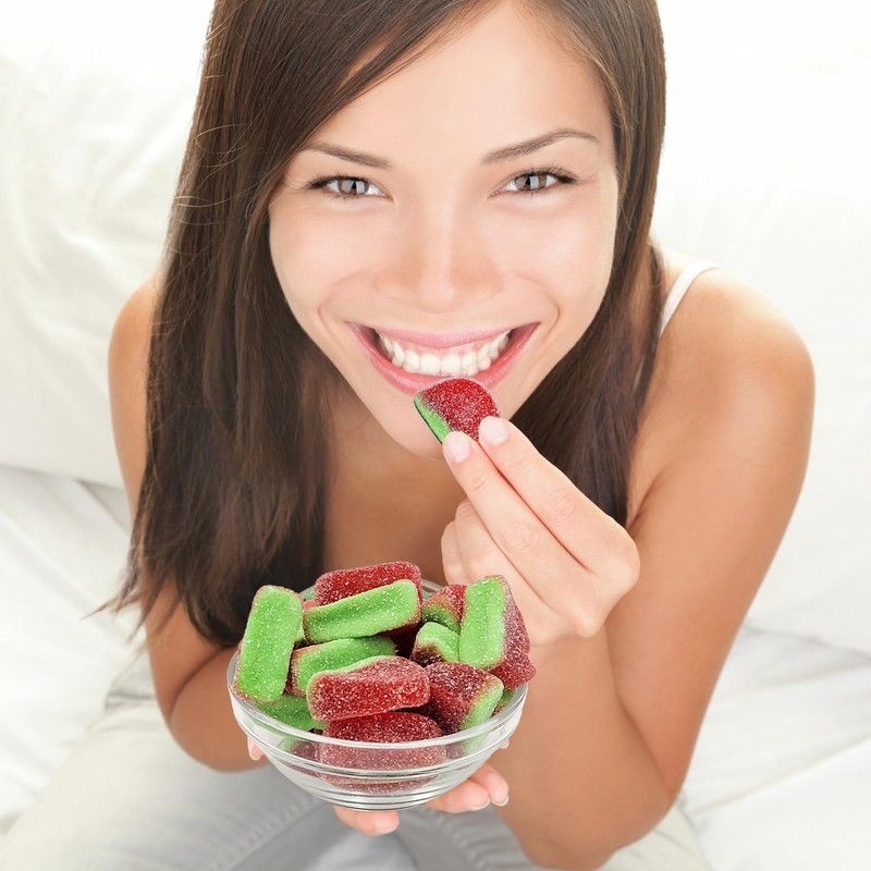 Fruidles Watermelon Gummi Slices Candy, Delicious Sugar Coated Fruit Flavors