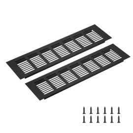 QUARKZMAN Rechteckiges Lüftungsgitter, Aluminiumlegierungsgitter Lüftungsabdeckung mit Montageschrauben für Schrank Kleiderschrank Schuhschrank (350x80mm/14"x3", Schwarz)