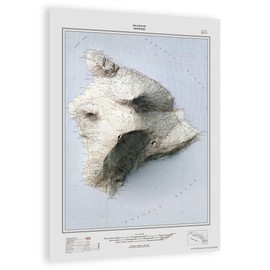 Restoration Cartographic Hawaii Island Restored Vintage Relief Print, Topographic Wall Art for the Home or Office, Islands Series, 12 x 18 Inches