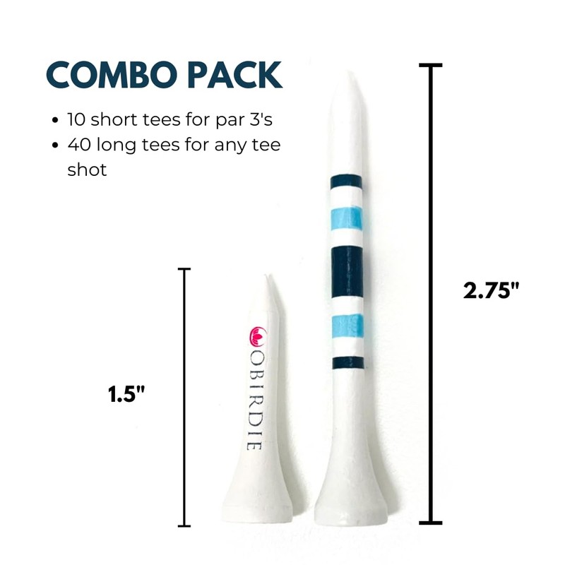 Obirdie Bamboo Golf Tees (Navy & Blue)