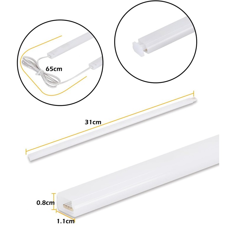 LED Under Cabinet Lighting 6pcs 30cm Seamlessly Linkable Strip Light